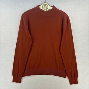 Basic Milano Mock Neck Sweater XL Women's Rust Brown Knit Pullover Fall Retro